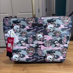 Ed Hardy Women's Camouflage Cosmetic Bag - Pink, Gray, and Black NWT